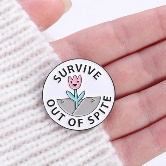 💖 5 items for $25 Sale! 💖 Survive Out of Spite Flower Pin - Picture 1 of 5